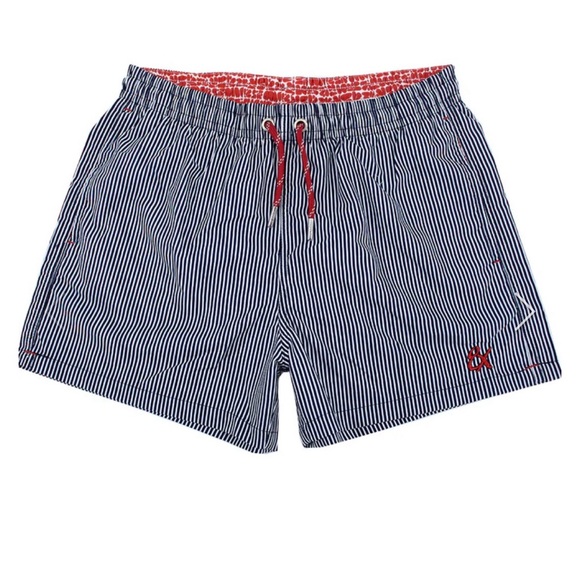 NWOT, Eight X Men’s Navy Stripe Print Trunks, Large - Picture 2 of 5